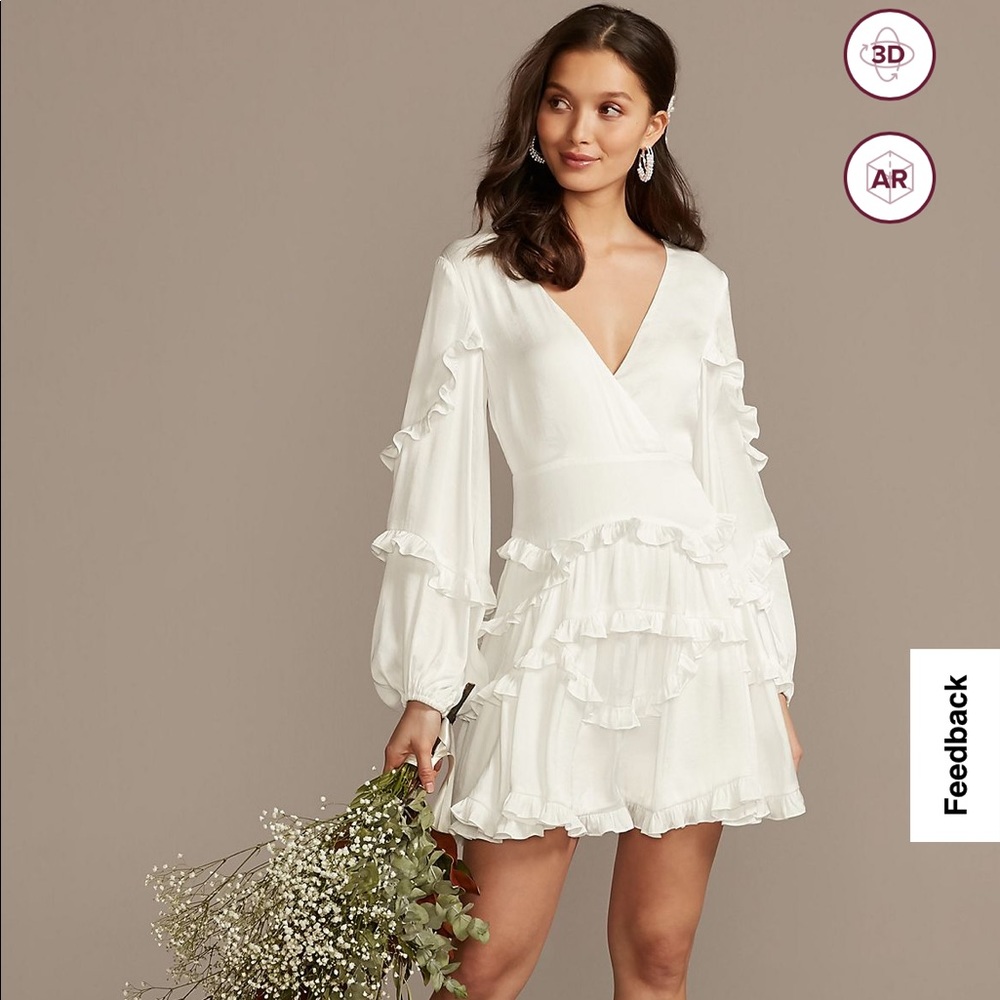 CHARMEUSE RUFFLE MINI DRESS WITH BACK TIE